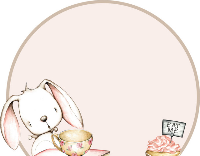 水彩水墨绘画彩色兔子素材