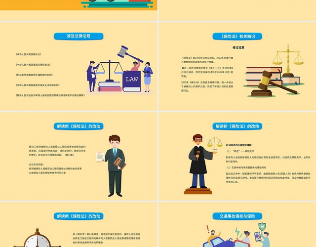 淡黄色卡通简约车险理赔基础知识与实务课件PPT模板