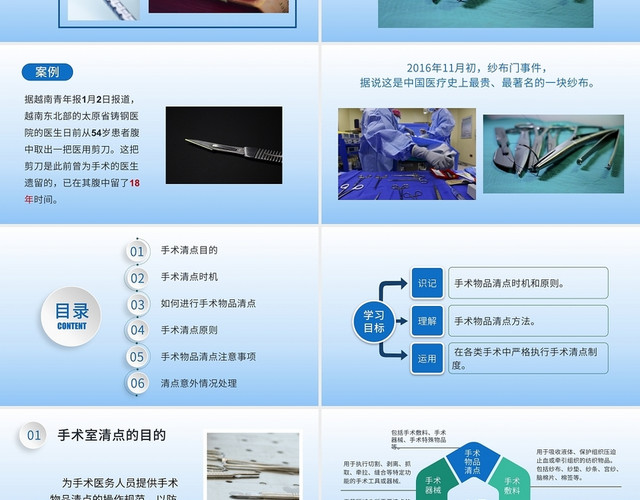 白色简约手术室护理实践指南手术室物品清点PPT模板