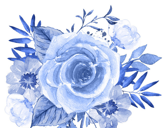 小清新唯美蓝色鲜花素材