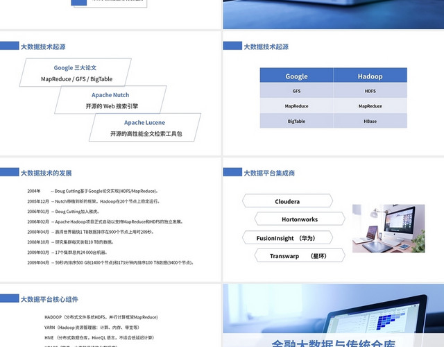 蓝色简约商务金融大数据技术解决方案PPT模板