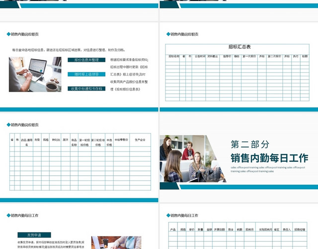 蓝色简约销售内勤岗位培训动态PPT模板