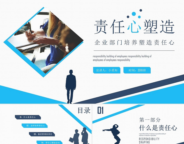 蓝色商务风责任心塑造企业部门培养塑造责任心PPT模板