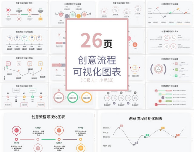 彩色创意流程可视化图表PPT模板