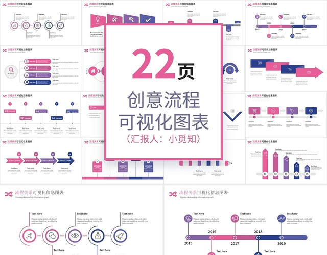 紫色创意流程可视化图表PPT模板