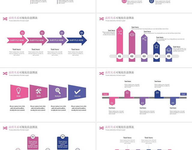 紫色创意流程可视化图表PPT模板