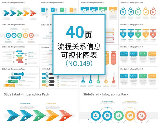 40页流程并列关系信息可视化PPT图表PPT模板