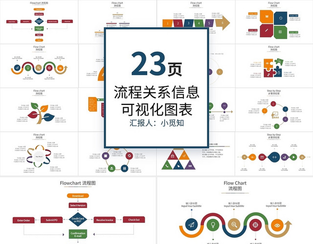 23页流程并列关系信息可视化PPT图表PPT模板