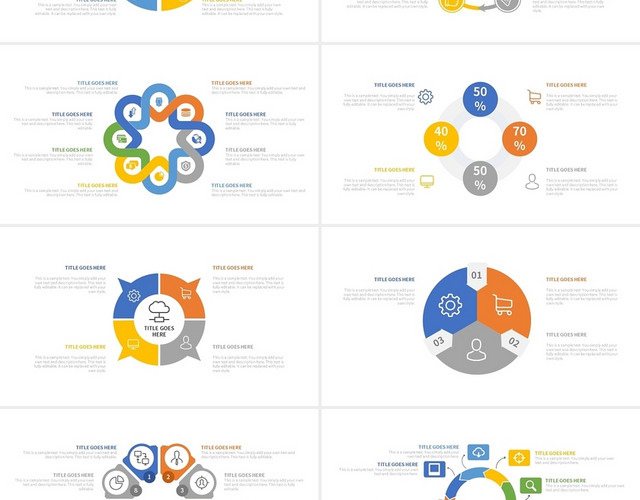 40套多彩圆形流程关系信息PPT图表PPT模板