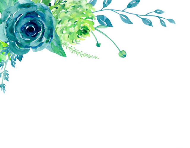 清新绿色花草插画素材
