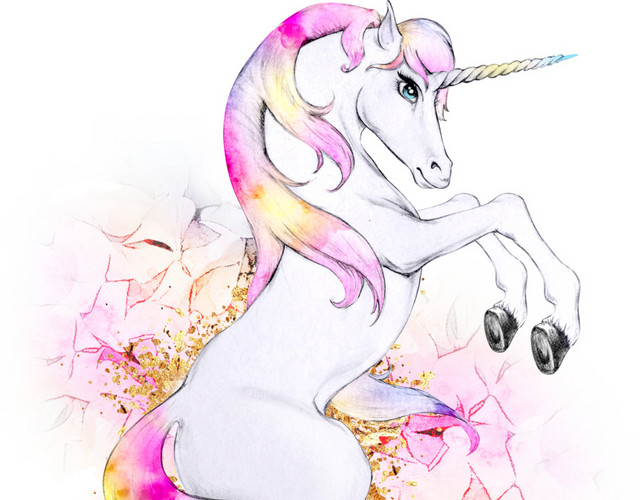 清新卡通梦幻彩色独角兽素材
