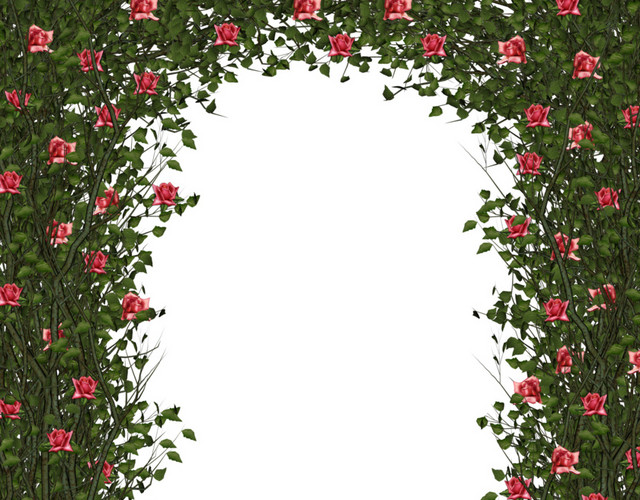 欧式绿色枝叶花叶花藤拱门素材