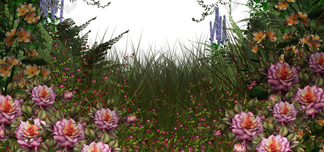 清新自然花叶花藤花圃背景素材