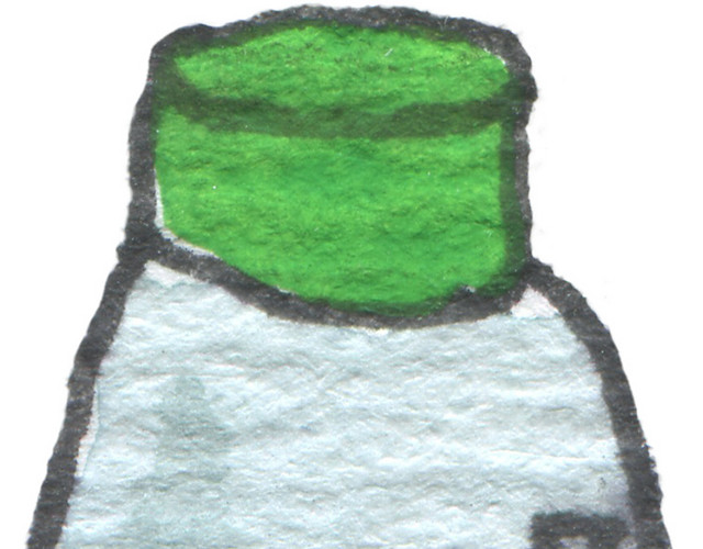 绿色手绘彩铅厨房用具调料瓶