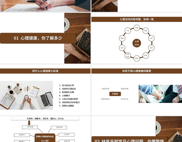 褐色简约风村干部培训之驻村干部心理健康PPT模板