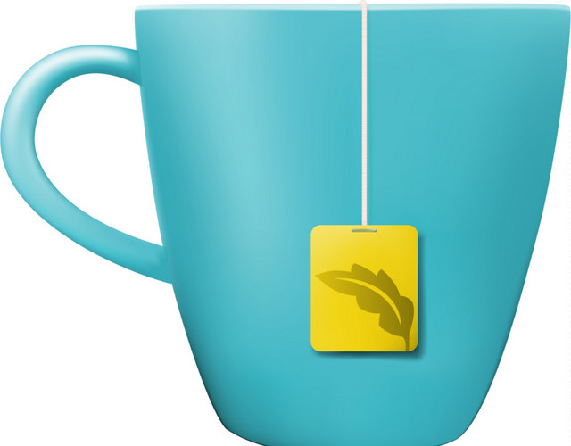 蓝色手绘陶瓷茶杯