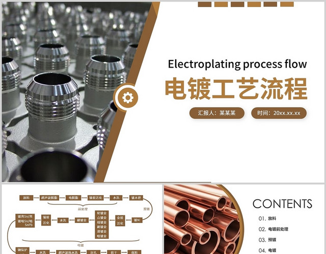 棕色商务简约培训课件电镀工艺流程培训PPT模板