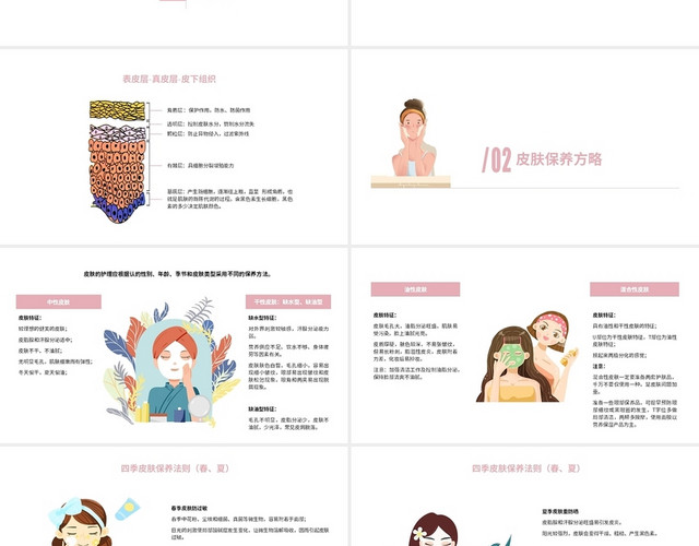 粉色清新淡雅简约美容护肤基础知识讲座培训PPT模板