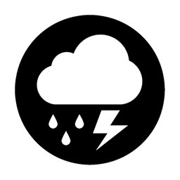 黑色卡通雷电雨扁平图标