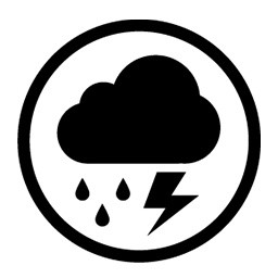 黑色卡通雷阵雨扁平天气图标