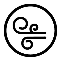黑色卡通大风扁平天气图标