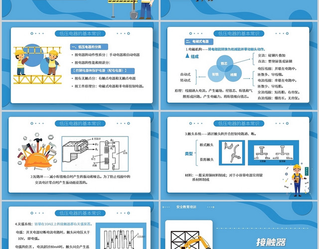 蓝色卡通简约低压电工安全技术培训PPT模板