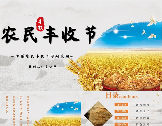 简约明亮农民丰收节活动策划主题PPT模板