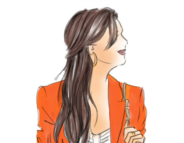 时尚女生水彩插画
