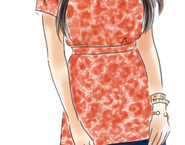 时尚女生水彩插画
