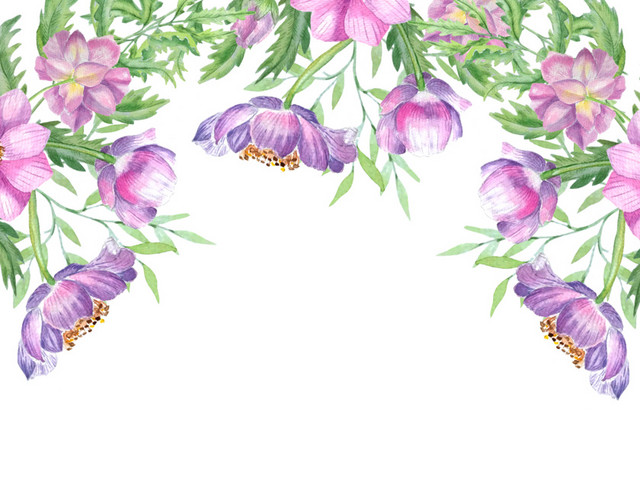 水彩花朵创意边框