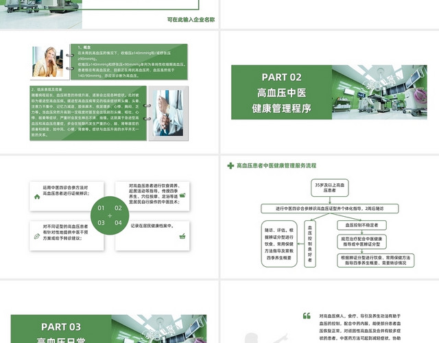 绿色商务简约清新大气高血压病的中医药健康管理医学PPT模板