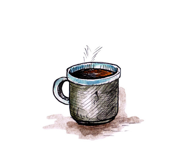 手绘彩色茶杯免抠素材