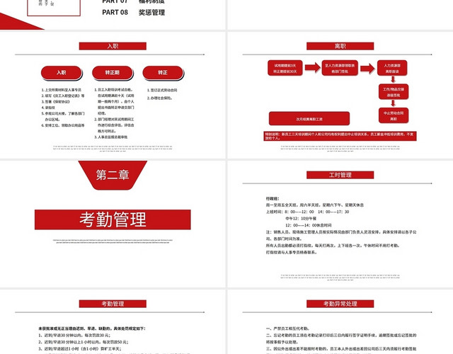 红色简约商务人事管理制度PPT模板