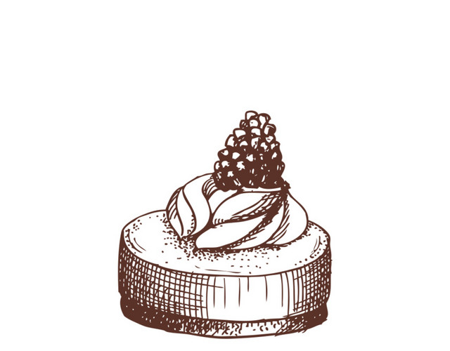 棕色手绘甜点蛋糕矢量插画