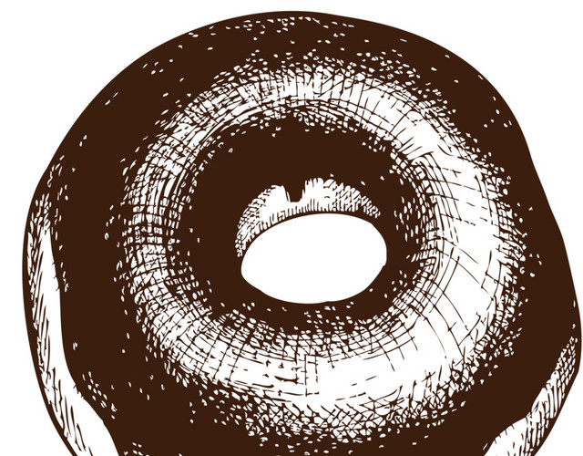 黑色手绘甜甜圈矢量插画