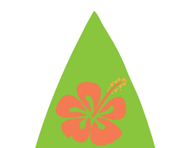 绿色卡通冲浪板扁平素材