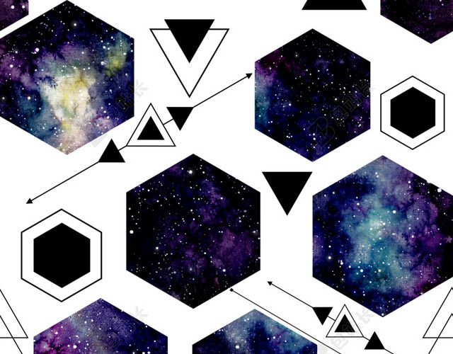 彩色星空几何六边形背景素材
