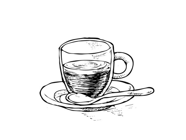 黑色茶杯手绘素材