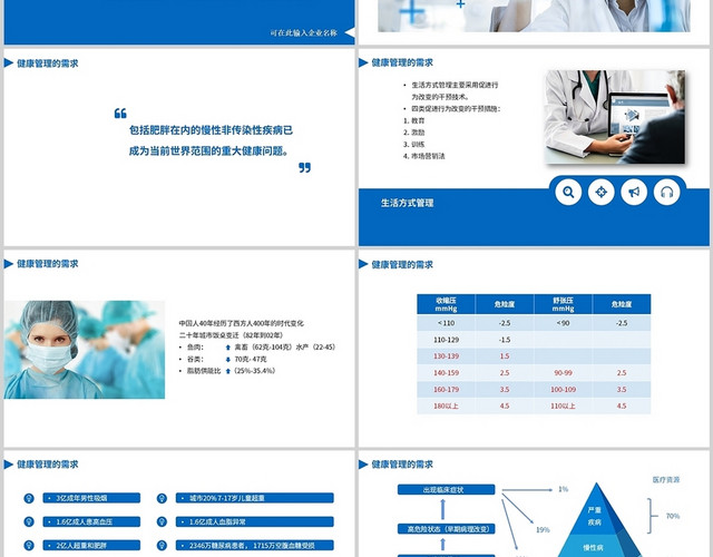 蓝色商务简约健康管理医疗管理培训PPT模板