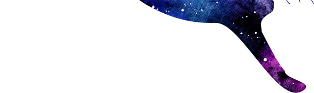 水彩星空剪影猫素材