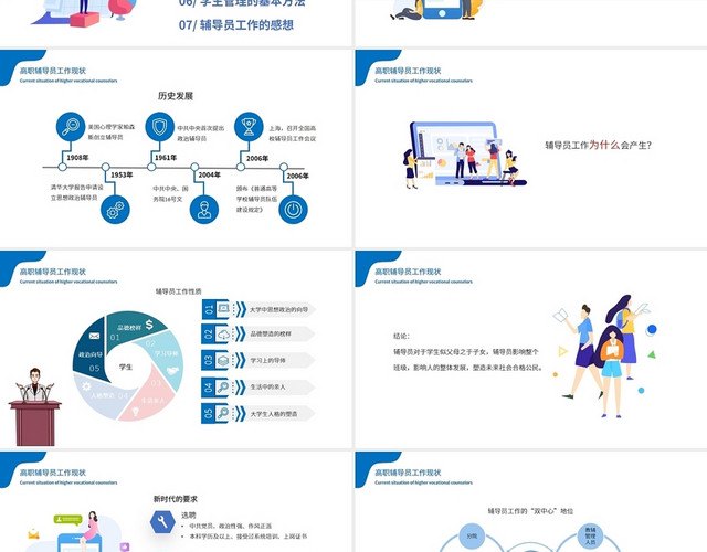 蓝色扁平简约学生常规管理及技巧培训PPT模板