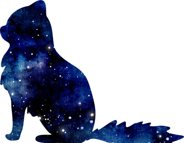 水彩星空剪影猫素材