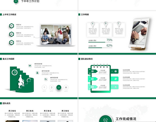 绿色简约邮政银行工作总结PPT模板