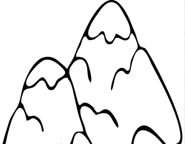 黑色简笔画山脉素材