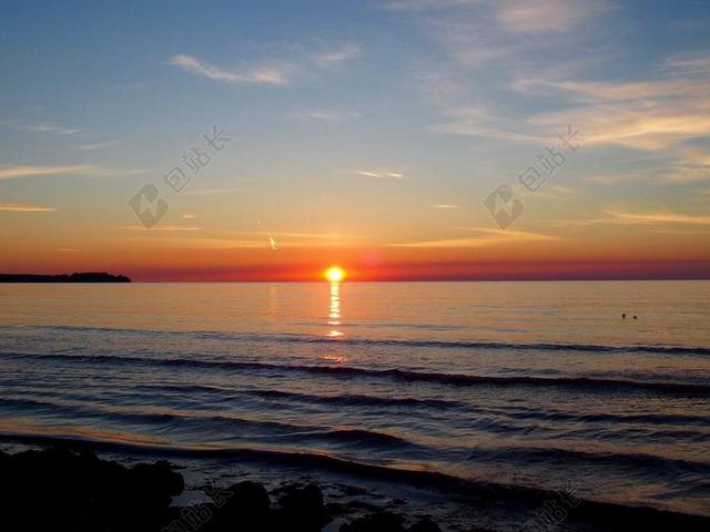 日出 立场 海 太阳 MORGENSTIMMUNG 浪漫 晨光