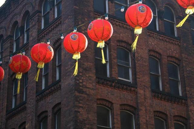 中国新的一年 中国的灯笼 唐人街 中国 新 灯笼 一年 红色