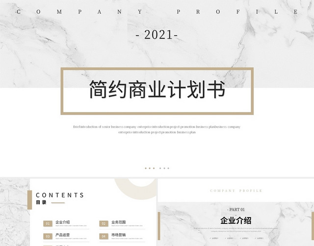 简约大理石文艺商业计划书企业介绍宣传PPT模板
