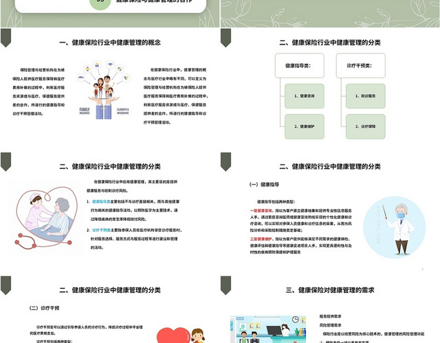 绿色简约健康保险与健康管理培训PPT模板