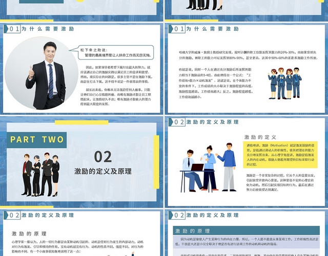 黄蓝简约激励管理培训PPT模板