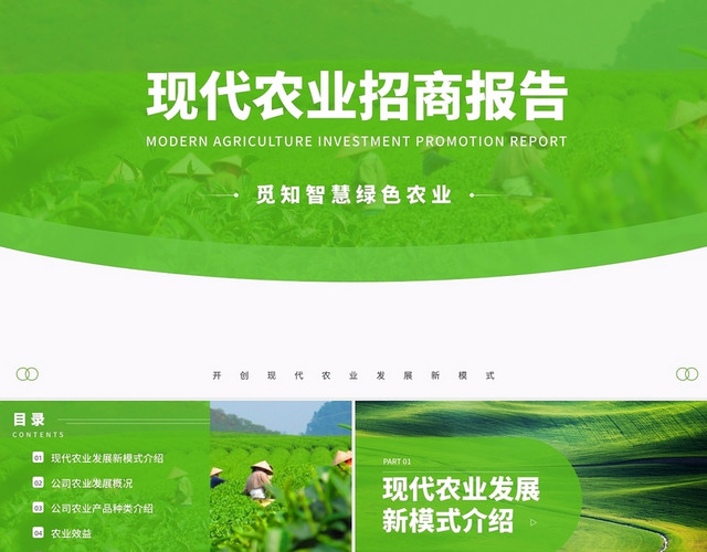 清新风现代农业智慧农业招商报告商业计划书PPT模板